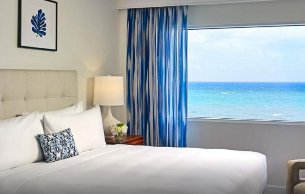 A Sonesta hotel room with an ocean view